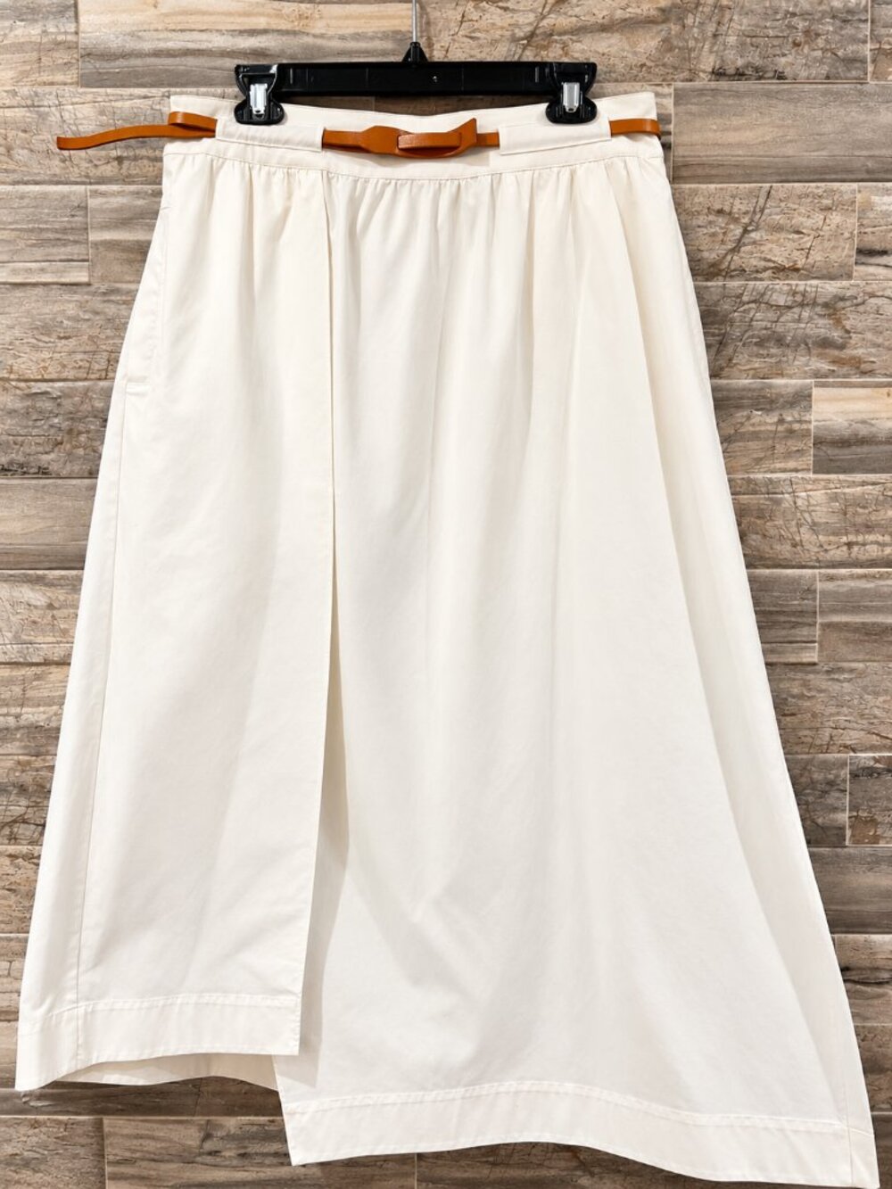 Reiss Ivory Niara Poplin Belted Asymmetric Split Midi Skirt - Great Condition